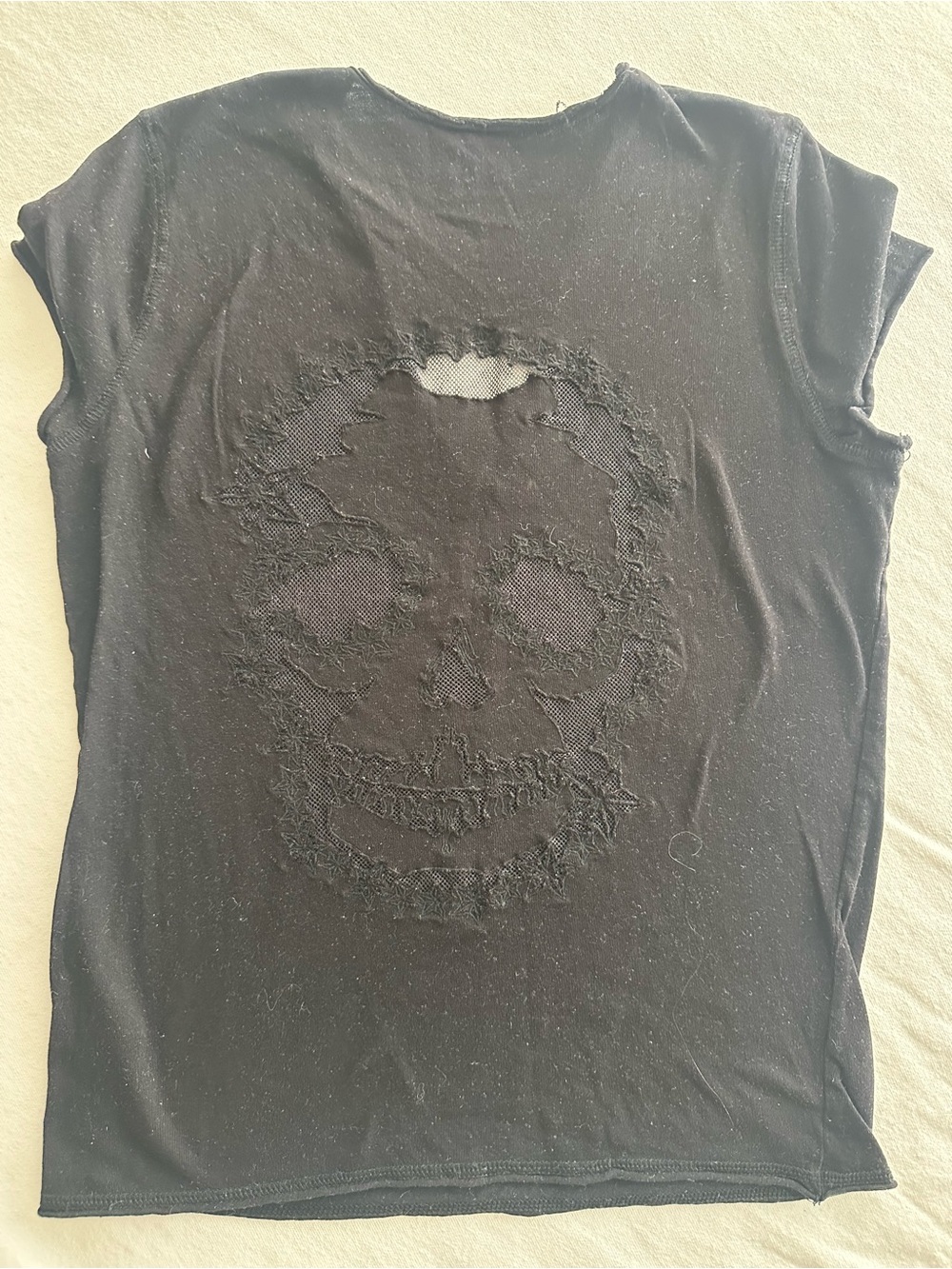 Zadig & Voltaire Black Distressed Skull Tee